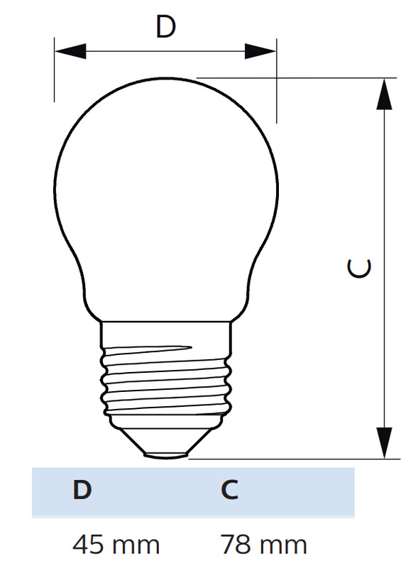 philips Led-klotlampa e27 827 806lm 60w=6.5w p45 fr