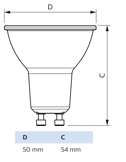 philips Led-spotlight gu10 830 550lm 50=4.9w nd 120d