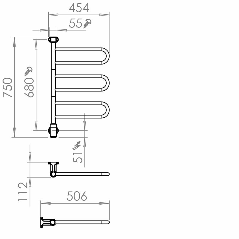 pax Handdukstorkare pax flex u 3/450 m2 svart
