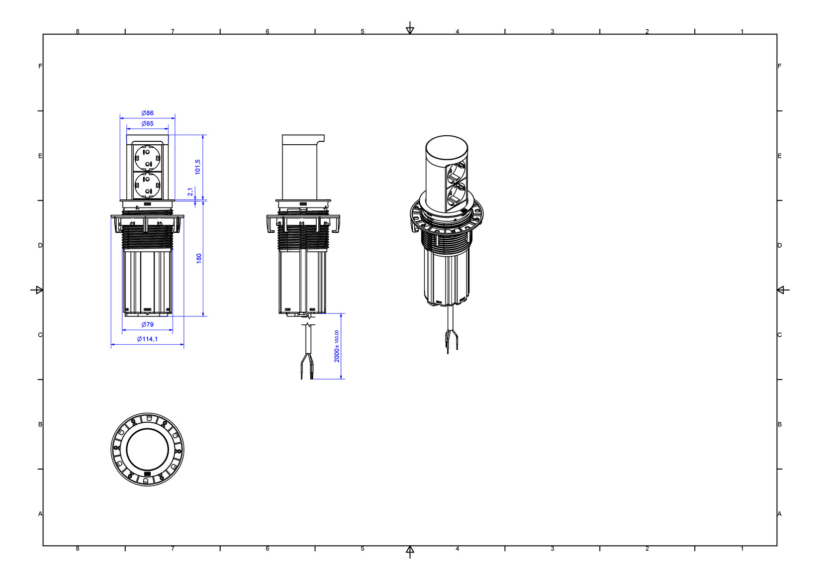 bachmann Socket-outlet elevator 2 x schuko rst