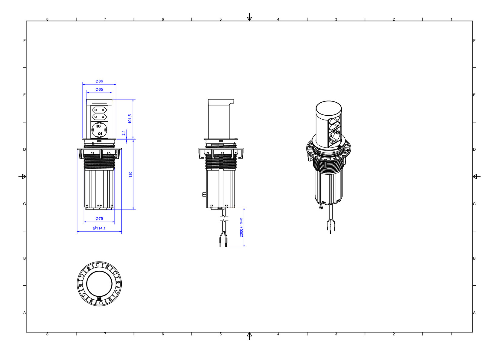 bachmann Socket-outlet elevator 1 x so 2 x euro rst