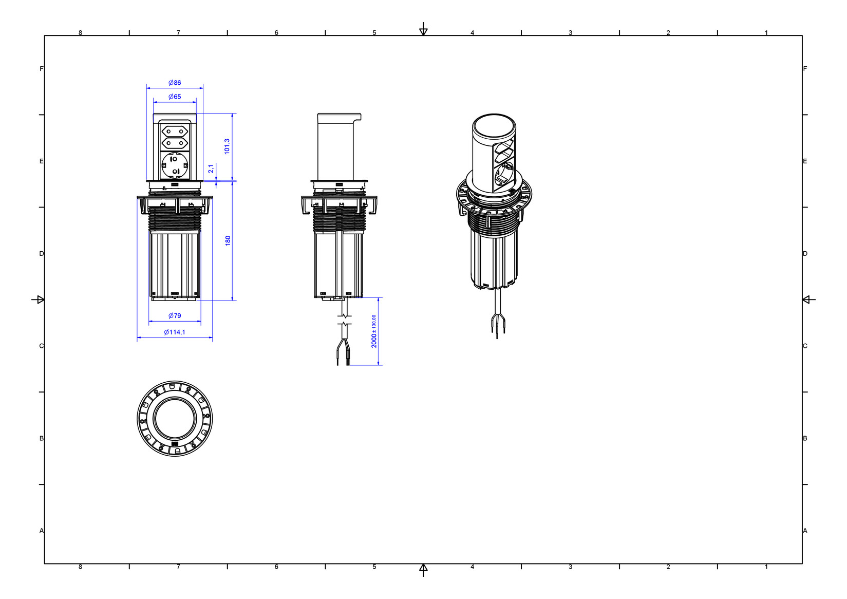 bachmann Socket-outlet elevator 1 so  2 x euro black