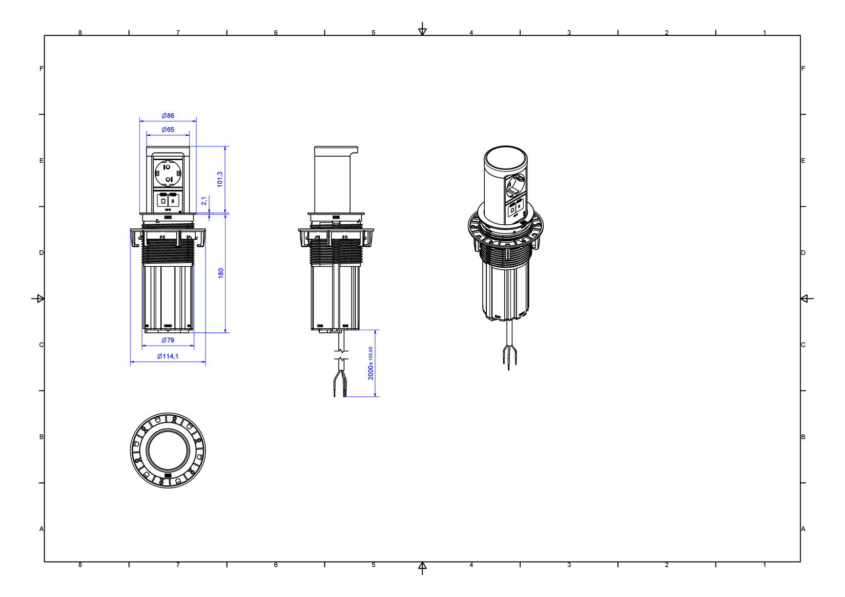 bachmann Socket-outlet elevator 1 so 2 x usb-c 45w