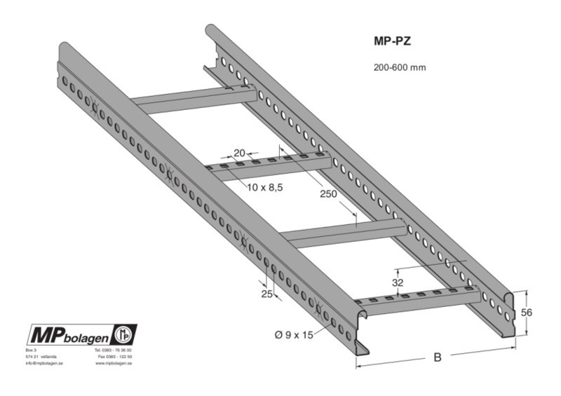 mp bolagen Cable ladder 6 m 156pz4 fe c4 z4 600x56x6000