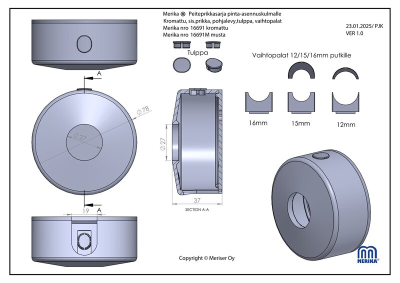 merika Cover flange set merika for surface mounting angle