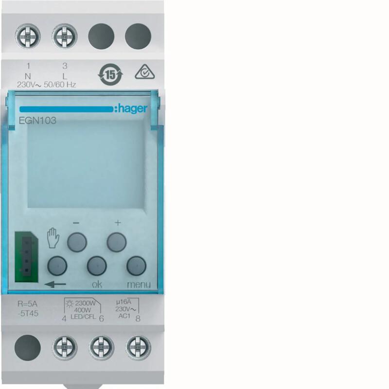 hager Time switch digital cronotec egn103 1ch/16a 2m din
