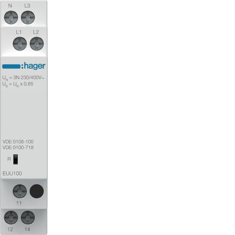 hager Voltage monitoring relay euu100 underv. 1/3p,n 1co 1m