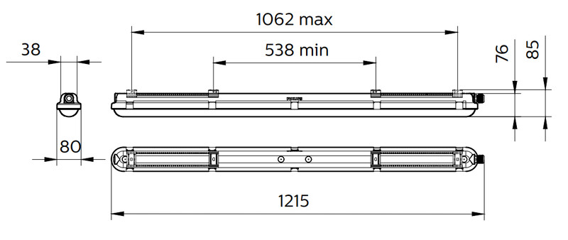 philips Led lum.industrial 4000lm 840 30w l1200 ip65 1lj.