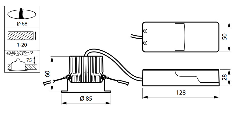 philips Downlight coreline 750lm 830 7,2w d68 alu kiinteä