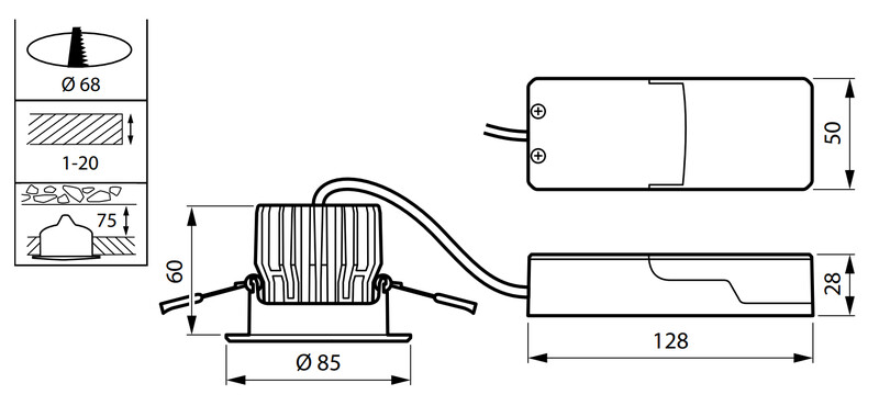philips Downlight coreline 1380lm 840 12w d68 wh fixed