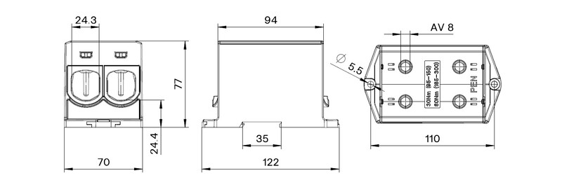 ouneva Universal connector otl otl pen 2xal/cu 95-300mm2