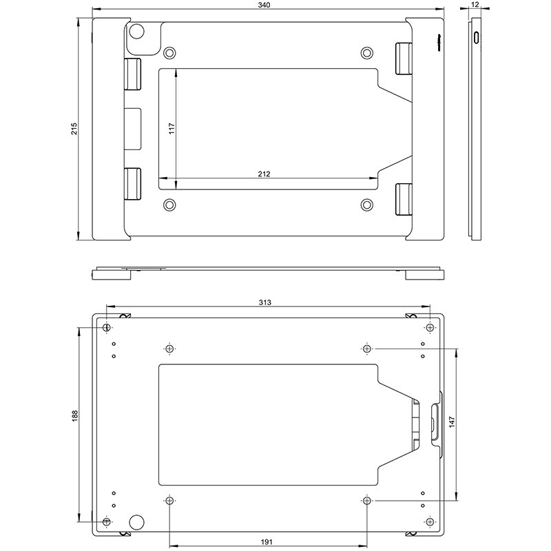 finnsat Seinäteline sdock fix lukittava a12.9″, musta