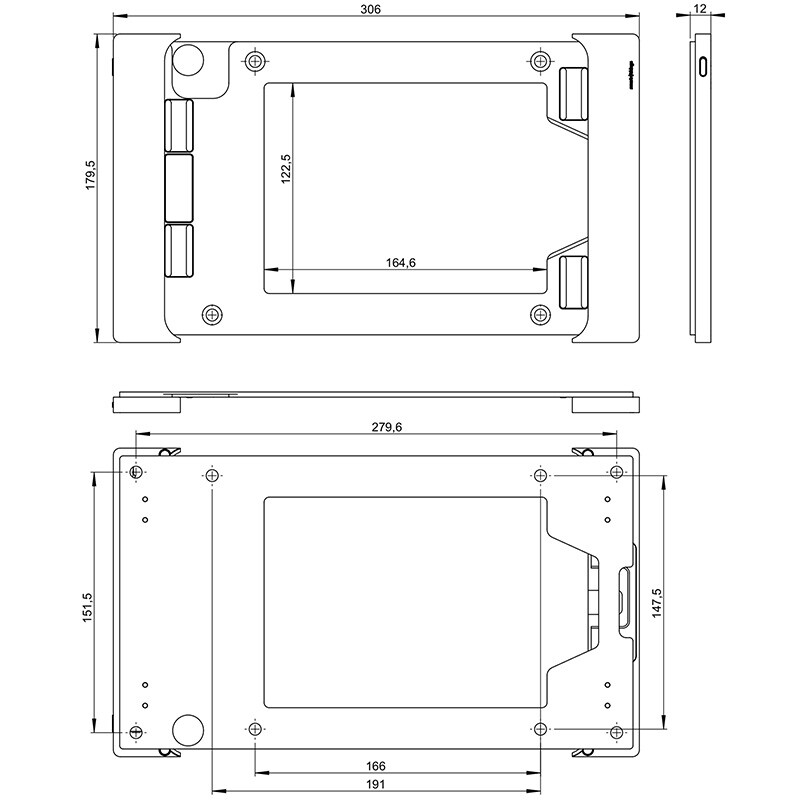 finnsat Seinäteline sdock fix lukittava a10.9″, musta