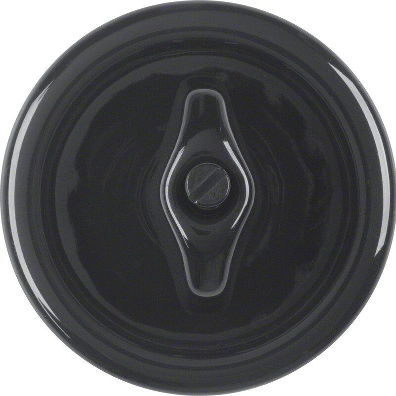 hager Centre plate 1930 w. knob porcelain black