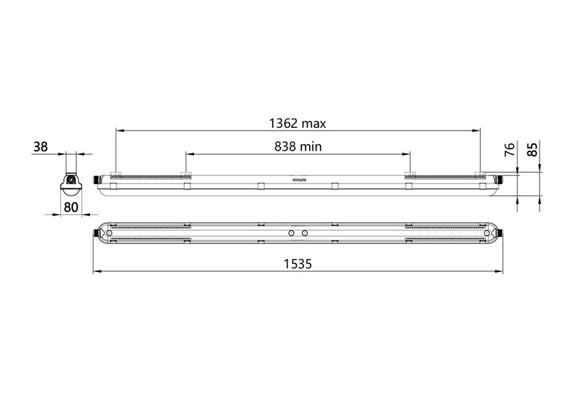 philips Sealindlum coreline waterproof 4,6-8klm 840 l1500 ip66 tw3