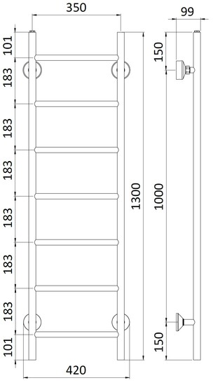 rej design Handdukstork vatten rej tango bth 35130 top ch chrome
