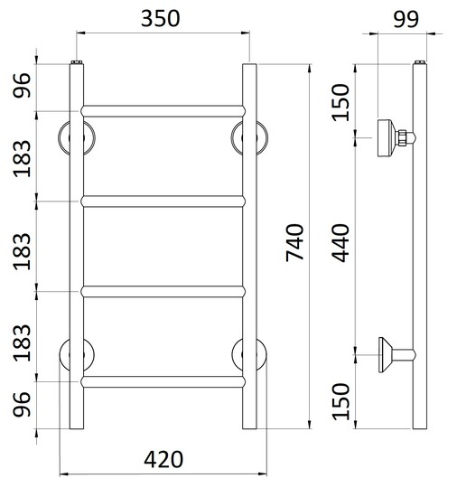 rej design Handdukstork vatten rej tango bth 35744 top vi vit