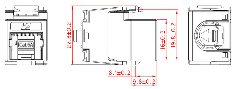 laatuantenni Connector cat6a la-cat rj45 keystone 6a stp 23-26awg