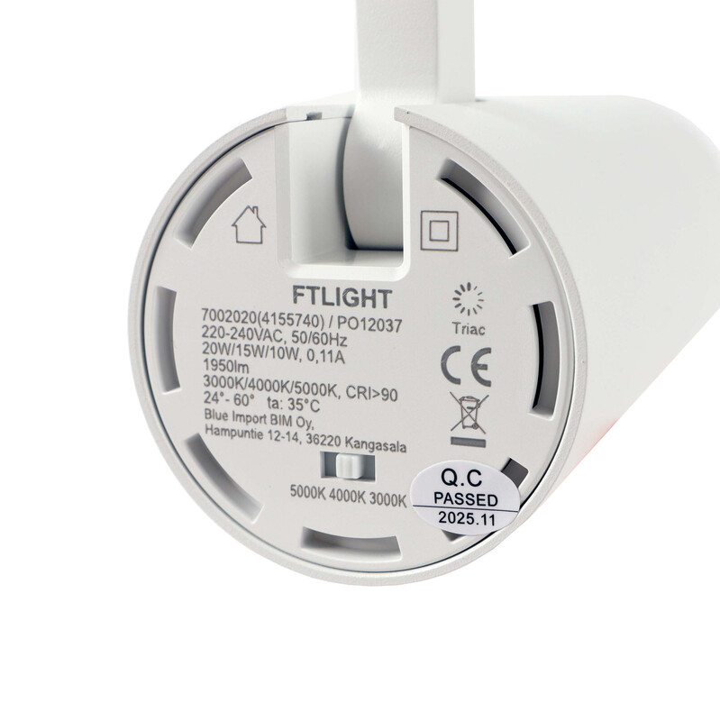 ftlight Kohdevalaisin shop white zoom 25w 1950lm triac 3cct