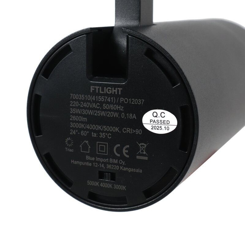 ftlight Kohdevalaisin shop black zoom 35w 2600lm triac 3cct