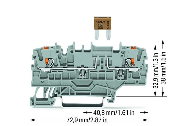wago Fuse-connector 2-pole, gray