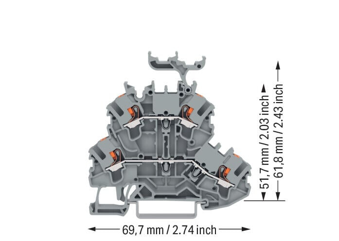 wago Double deck terminal l/l, 0,25-2,5(4)mm2