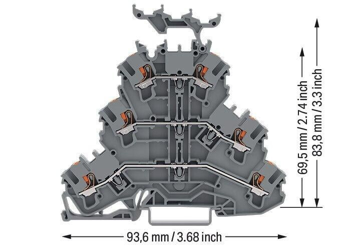 wago Triple deck terminal l/l/l, 0,25-2,5(4)mm2