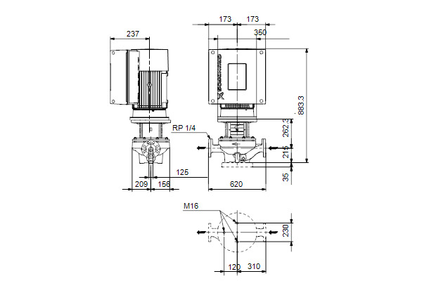 grundfos Kiertovesipumppu grundfos tpe2 125-290 n-a-f-a-bqqe-nwb