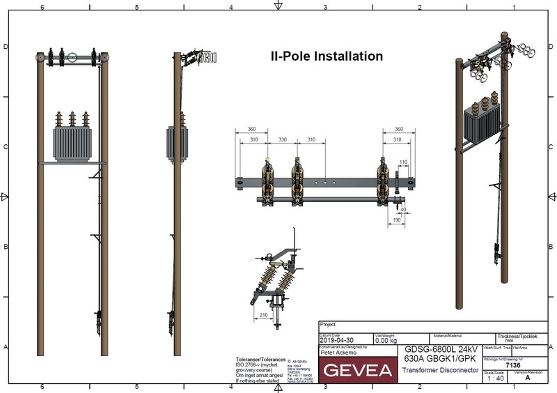 POLE MOUNTED DISCONNECTOR PRE-ASSEMBLED 2POLE TRANSF