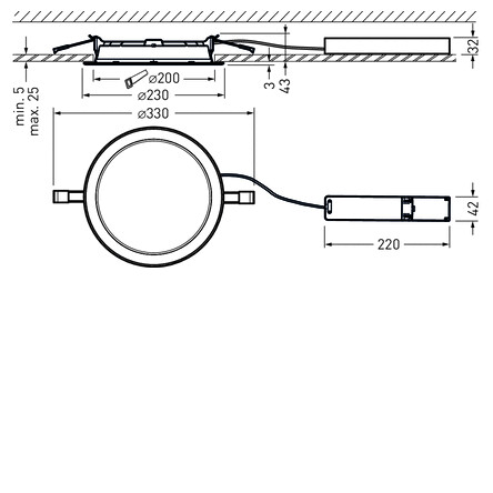 twenty3 Downlight g3 200 ip44 18w 2000lm 3/4k da