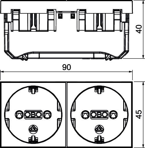 obo bettermann Duct socket egs std-d0n rw2, 2-so, pc, white