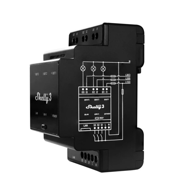 shelly Programmable relay pro 3 wifi din 16a 3ch