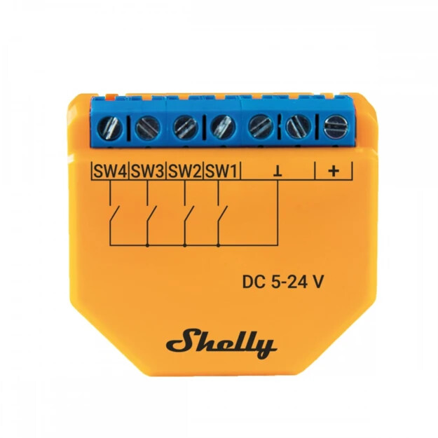 shelly Ohjausyksikkö shelly plus i4 dc, 4-k 12-24v wifi