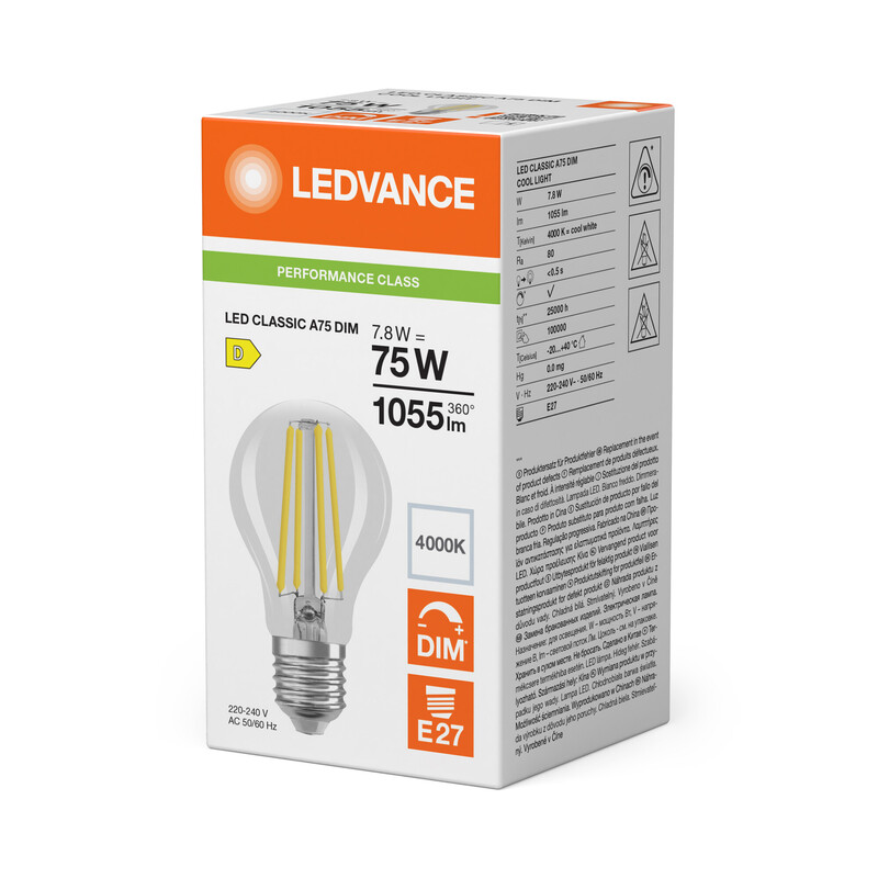 ledvance Standard lamp performance cla 7,8w/840 1055lm e27 dim cl