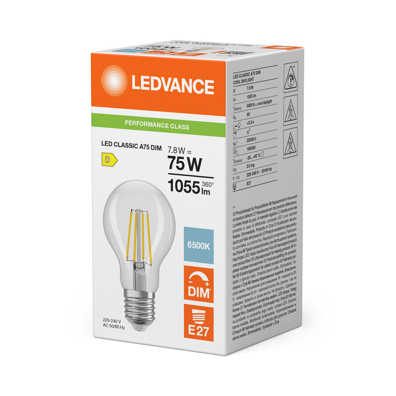 ledvance Standard lamp performance cla 7,8w/865 1055lm e27 dim cl
