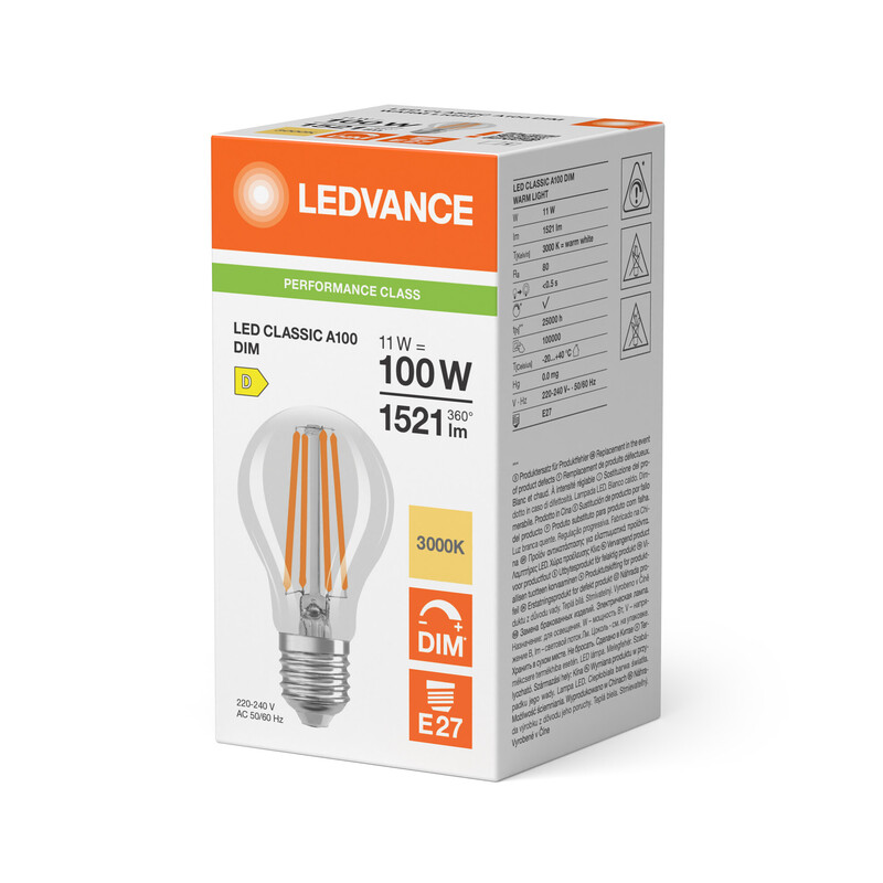ledvance Standard lamp performance cla 11w/830 1521lm e27 dim cl