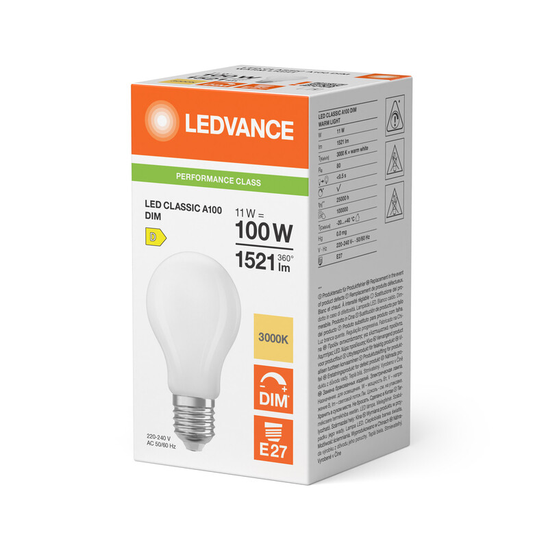 ledvance Standard lamp performance cla 11w/830 1521lm e27 dim fr