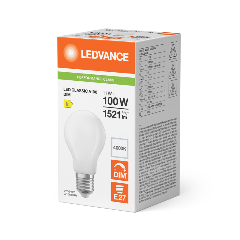 ledvance Standard lamp performance cla 11w/840 1521lm e27 dim fr