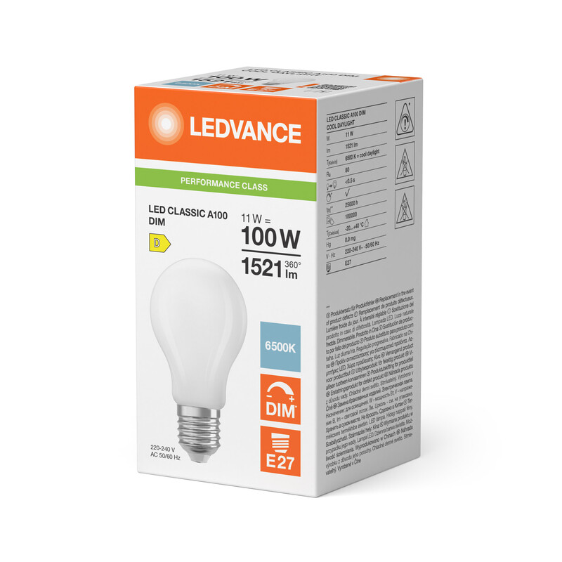 ledvance Standard lamp performance cla 11w/865 1521lm e27 dim fr