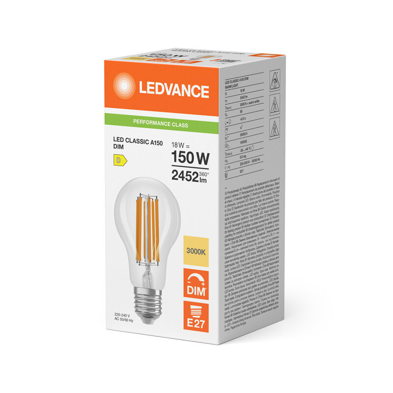ledvance Standard lamp performance cla 18w/830 2452lm e27 dim cl