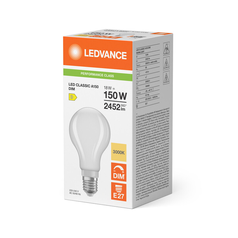 ledvance Standard lamp performance cla 18w/830 2452lm e27 dim fr