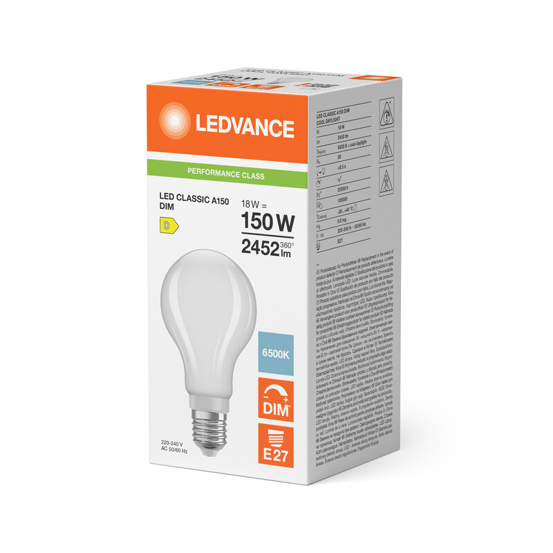 ledvance Standard lamp performance cla 18w/865 2452lm e27 dim fr