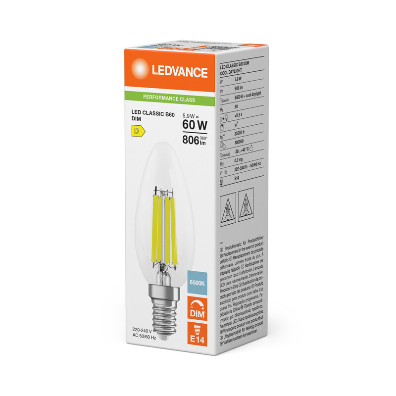 ledvance Kronlampa performance classic clb 5,9w/865 806lm e14 dim cl