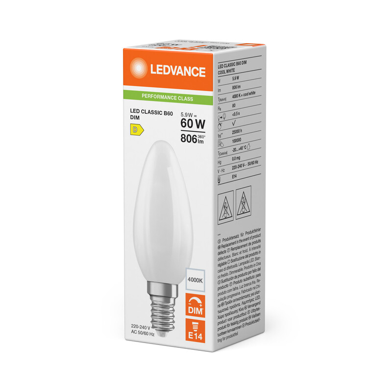 ledvance Kronlampa performance classic clb 5,9w/840 806lm e14 dim fr