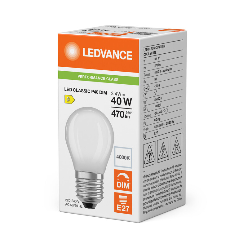 ledvance Minibollform lampa performance clp 3,4w/840 470lm e27 dim fr