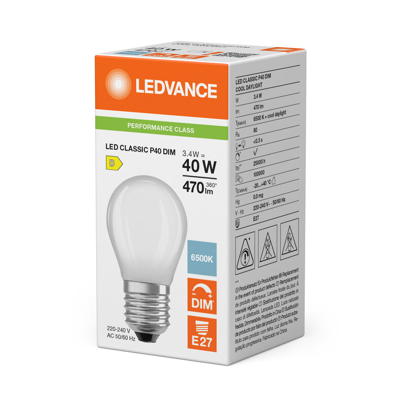 ledvance Minibollform lampa performance clp 3,4w/865 470lm e27 dim fr