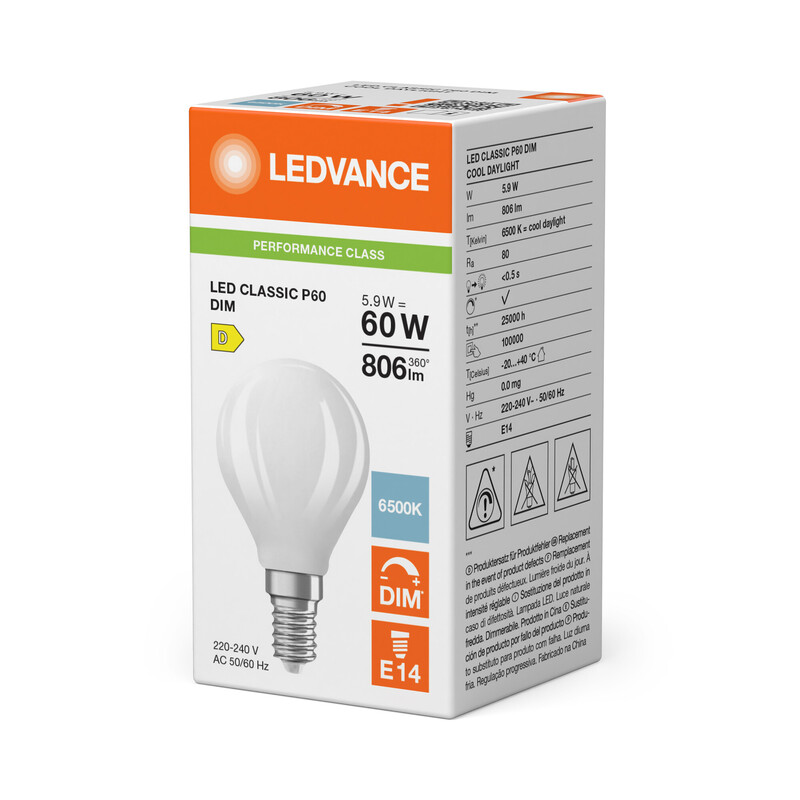 ledvance Minibollform lampa performance clp 5,9w/865 806lm e14 dim fr