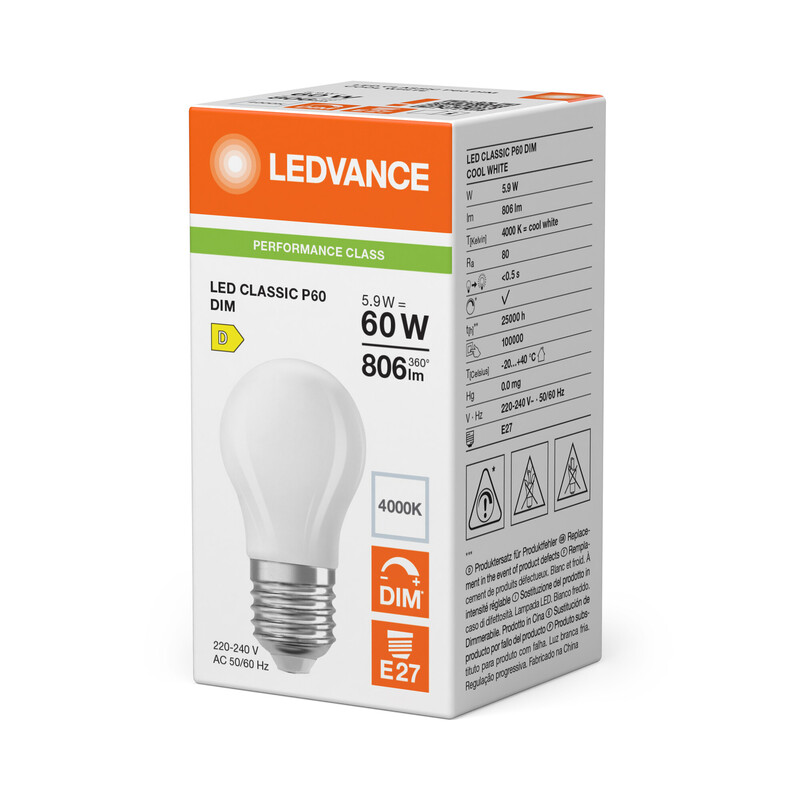 ledvance Minibollform lampa performance clp 5,9w/840 806lm e27 dim fr