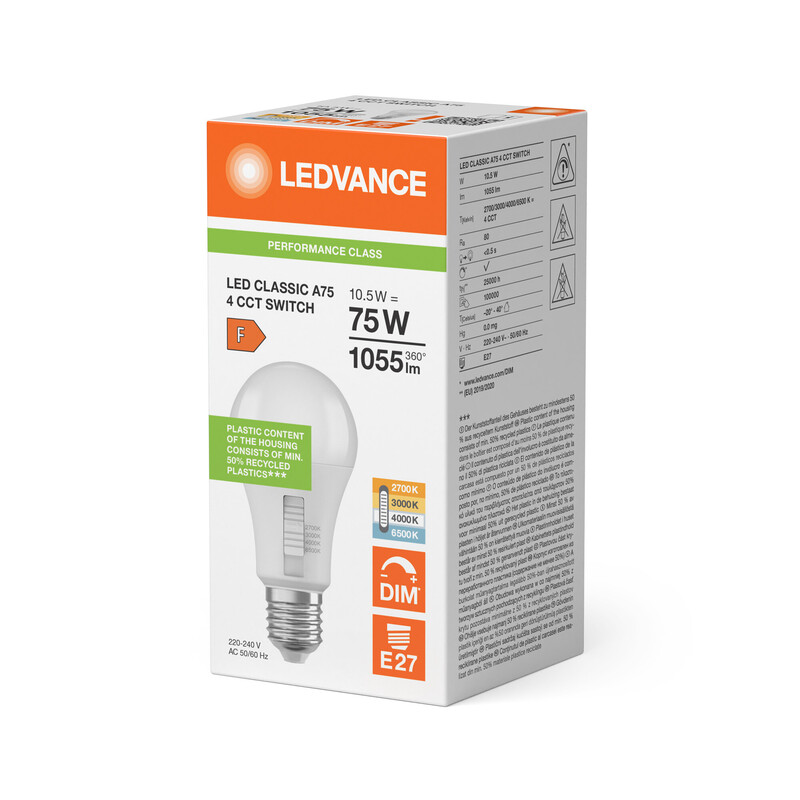 ledvance Standard lamp performance cla 11w 4cct 1055lm e27 dim op