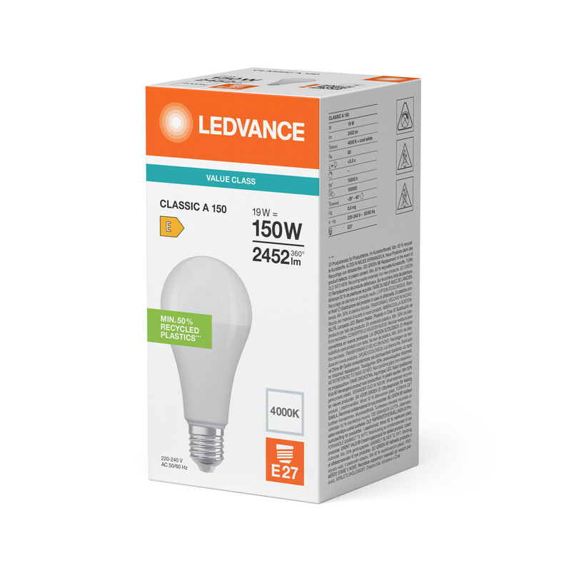 ledvance Standard lamp value classic cla 19w/840 2452lm e27 op